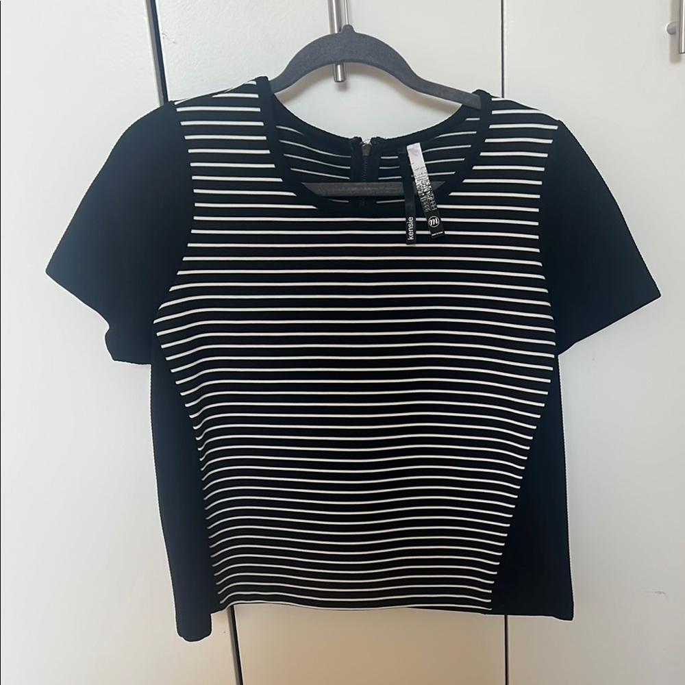 Black and White Striped Women's Top
